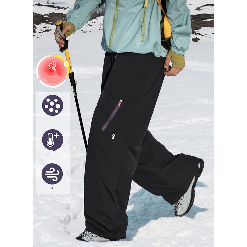 Herren-Utility-Cargohose – Winter-Techwear-Hose mit kontrastierenden Reißverschlusstaschen und Fleecefutter (M-3XL, Carbonschwarz/Silbergrau)_voghion.com