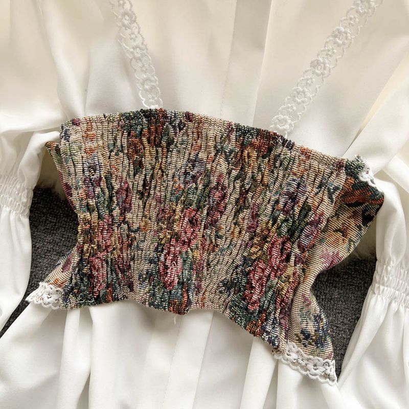 Vêtements pour femmes, nouveau Design, motif rétro, vêtements d'extérieur à bandes, petit gilet mi-long, ligne a, robe chemise bouffante, printemps et été_voghion.com