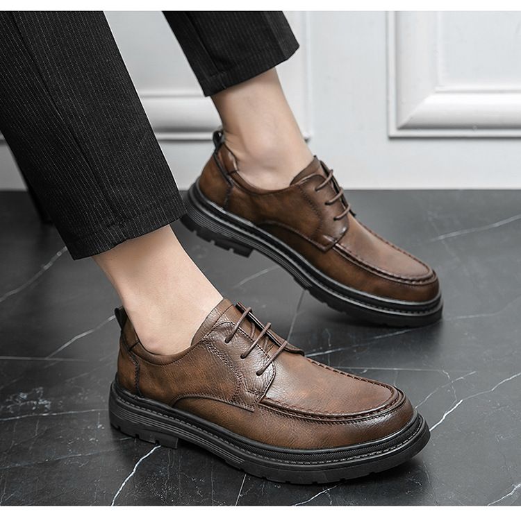 Scarpe da uomo formali in pelle brogue britannica da lavoro, comode e resistenti, casual, autunnali 2025_voghion.com