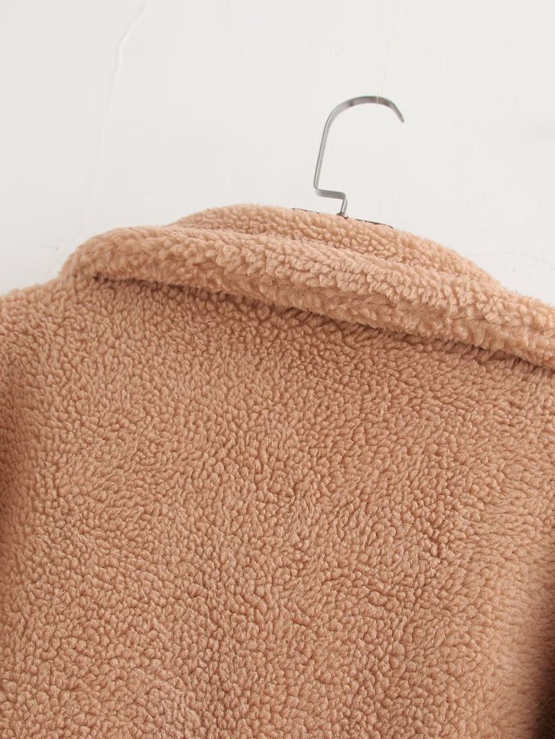 Ropa de mujer ins invierno nuevo abrigo de lana de cordero con solapa suelta y espesa para mujer_voghion.com
