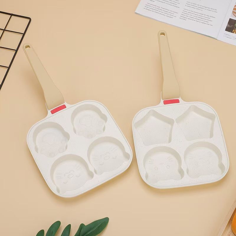 Home Cute Breakfast Children's Cartoon Four-Hole Egg Non-Stick Maifan Stone Flat Frying Burger Pan_voghion.com