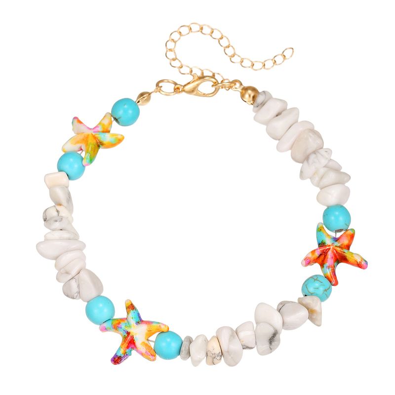Summer Beach Starfish Turquoise Irregular Natural Crystal Beaded Bracelet For Women Bohemian Jewelry_voghion.com