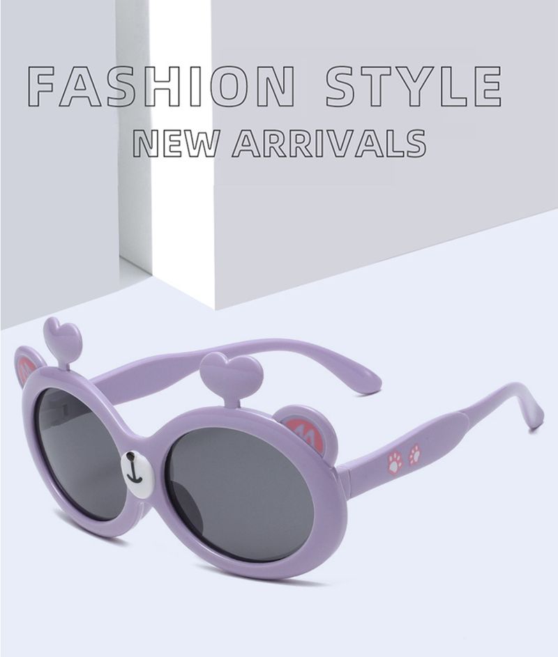 Weiche Silikon-Sonnenbrille für Kinder – Cartoon-Bär, UV-Schutz, polarisiert (kleiner Rahmen, reise- und fotofreundlich)_voghion.com