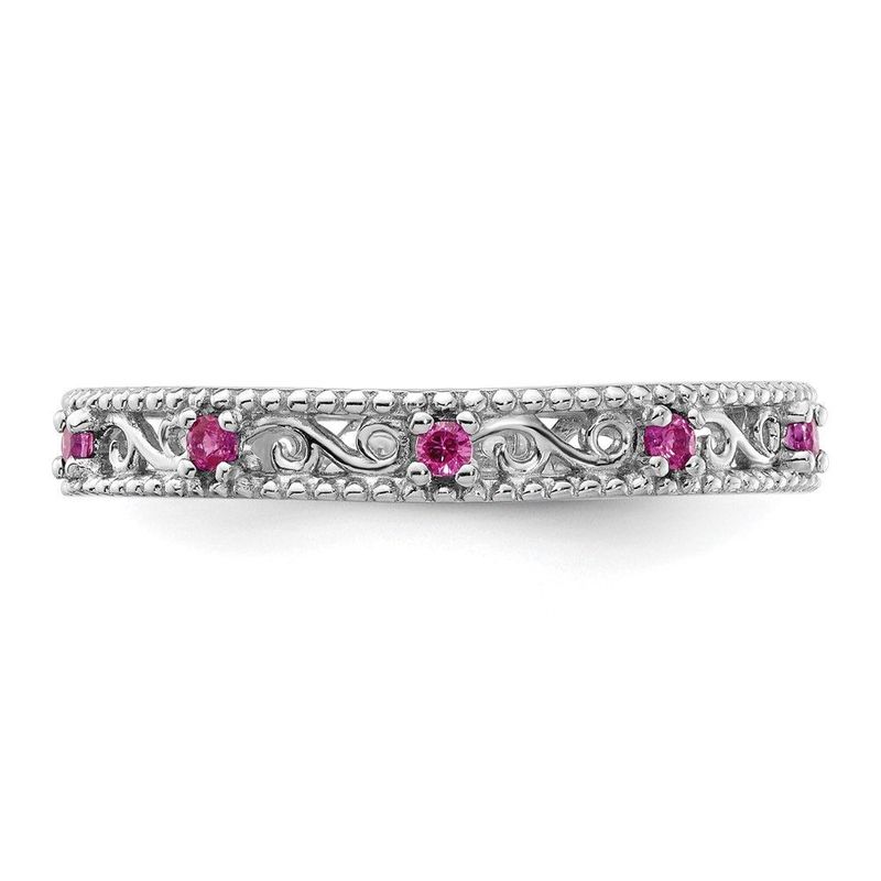 Sterling Silver Stackable Expressions Created Ruby Ring_voghion.com