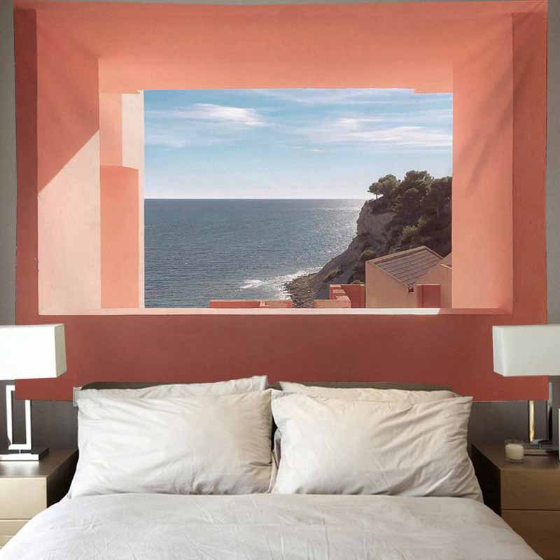 Nordic tapestry ins minimalist internet celebrity live streaming wall hanging fabric Dormitory bedroom bedside_voghion.com