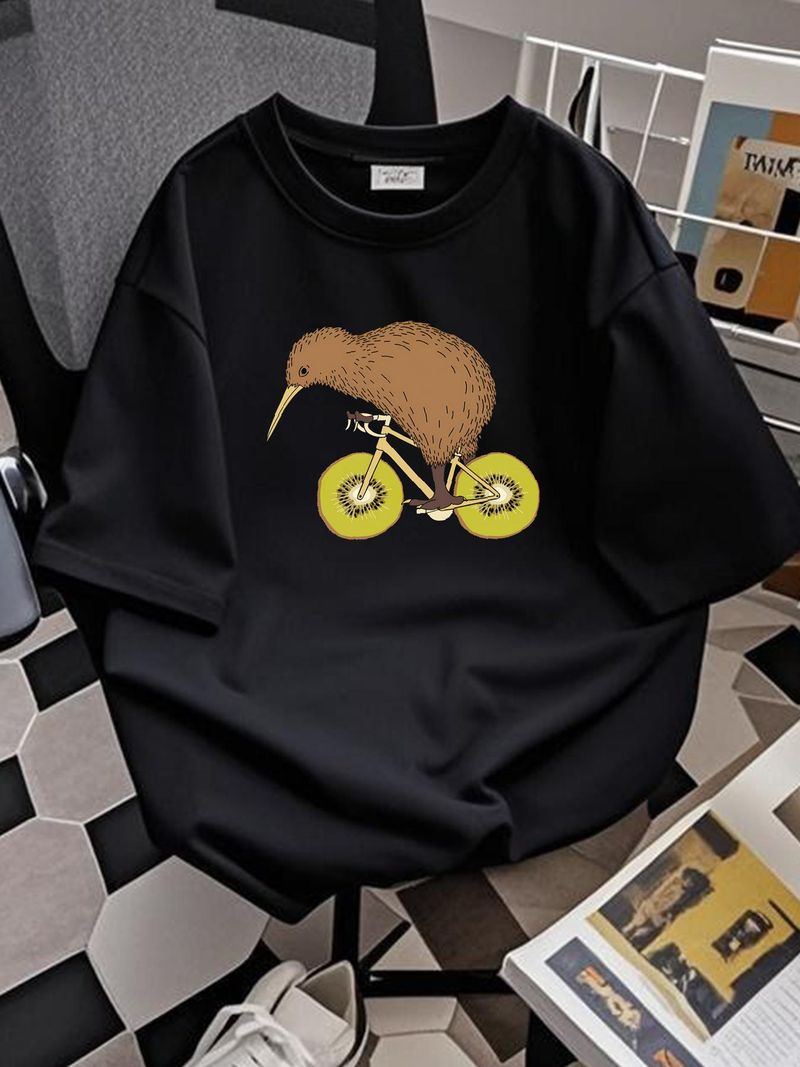 Kiwi che va in bicicletta con ruote Kiwi, berretto da baseball con visiera, berretto lavorato a maglia unisex, streetwear, morbido, grafico, traspirante, moda uomo_voghion.com