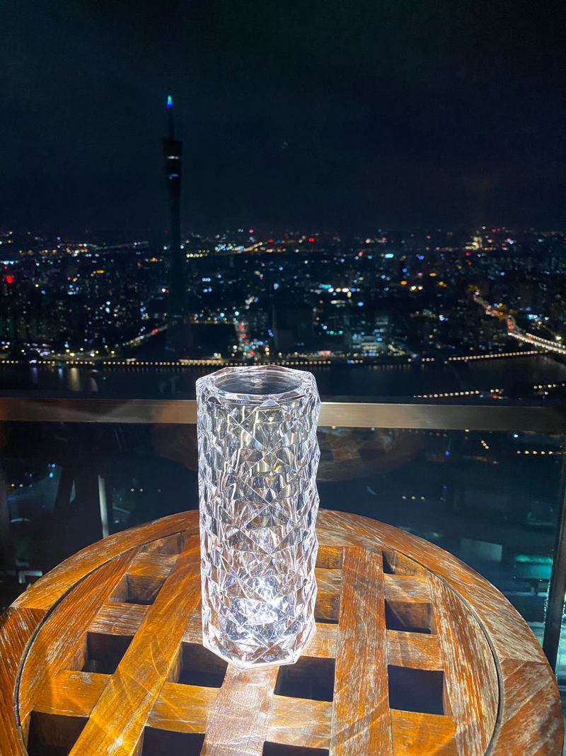 Rose Crystal Table Lamp - USB Rechargeable Wireless LED Lamp With 7 Color Changing Modes, Perfect For Hotel, Restaurant & Home Decor_voghion.com