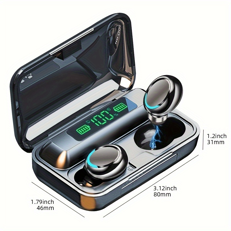 F9-36 Tws Waterproof In-Ear Hi-fi Stereo Wireless Earbuds Sports Life Headphones Gaming Headset For Iphone/Android, 800mAh Charger Case,(50mAh*2 Earb_voghion.com
