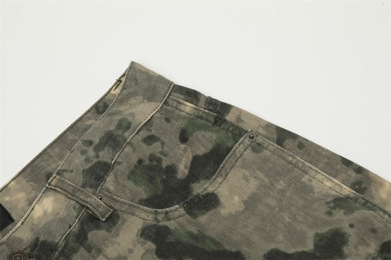 Clothing Mountain Outdoor Multi Pocket Workwear Tie Dye Camouflage Men's Trendy Functional Tactical Pants Loose Straight_voghion.com