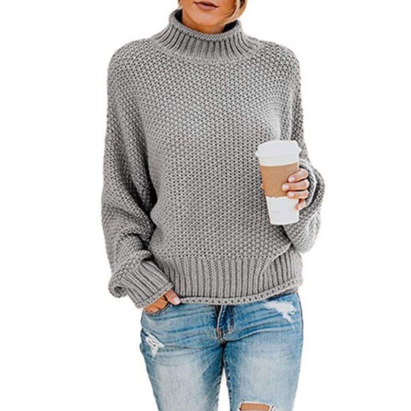 Pullover für Damen, Herbst und Winter, neuer lockerer Rollkragenpullover, großer Pullover für Damen_voghion.com