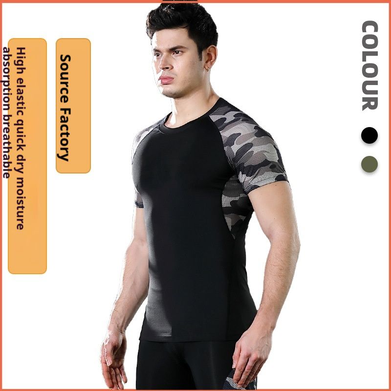 Sigutu Sports Speed Dry T-krekls Vīriešu Summer Stretch PRO Tight Running Training Īsām piedurknēm Fitnesa Apģērbi_voghion.com