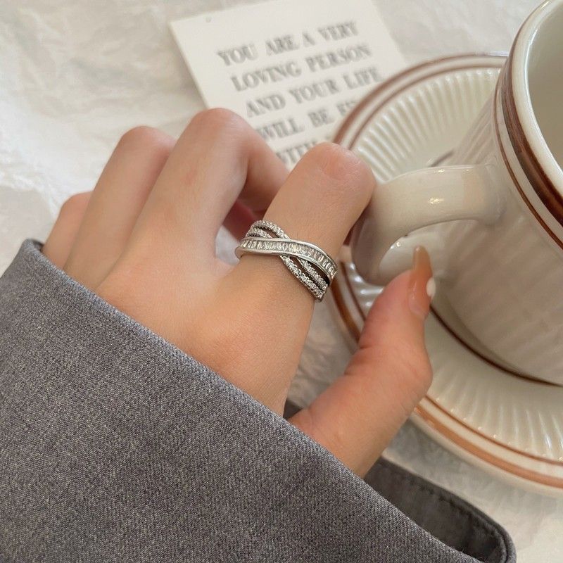 Bague ouverte en zircon ultra brillant, design simple et tendance 2022, style universitaire, pour femme._voghion.com