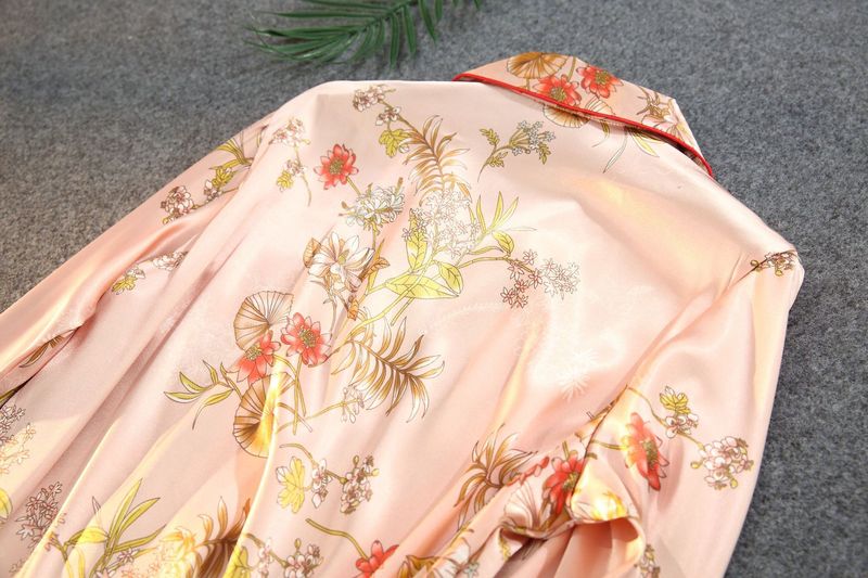 Neue pulverbeschichtete langärmelige Hose aus Eisseide mit Ahornblättern, zweiteiliges Set, dünne, modisch bedruckte Heimkleidung, kann draußen getragen werden_voghion.com