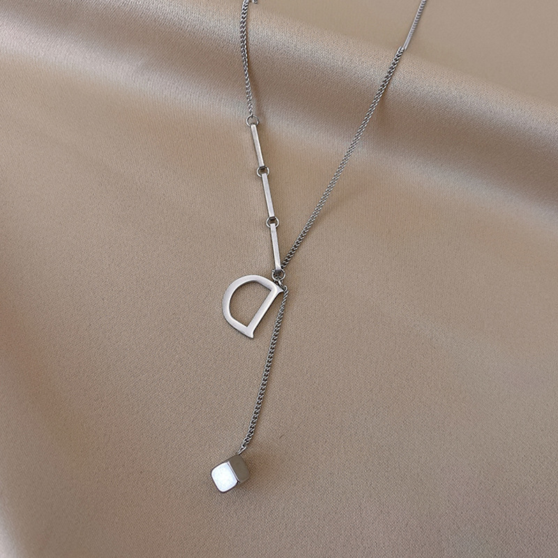 Biżuteria ze stali nierdzewnej, modna, elegancka, szlachetna litera D, seksowna kostka, zawieszka z frędzlami, łańcuszek typu choker, naszyjnik dla kobiet_voghion.com