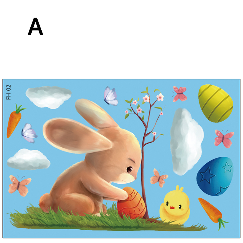 Easter Egg Rabbit Cartoon Sticker Living Room Window Sticker Wall Sticker Wholesale Customization_voghion.com