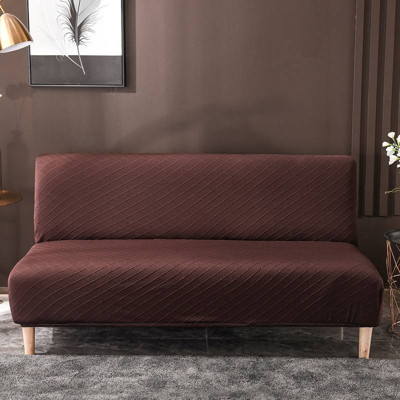 Copridivano senza braccioli jacquard lavorato a maglia ispessito tinta unita copridivano elastico universale per divano letto pigro parapolvere senza braccioli_voghion.com