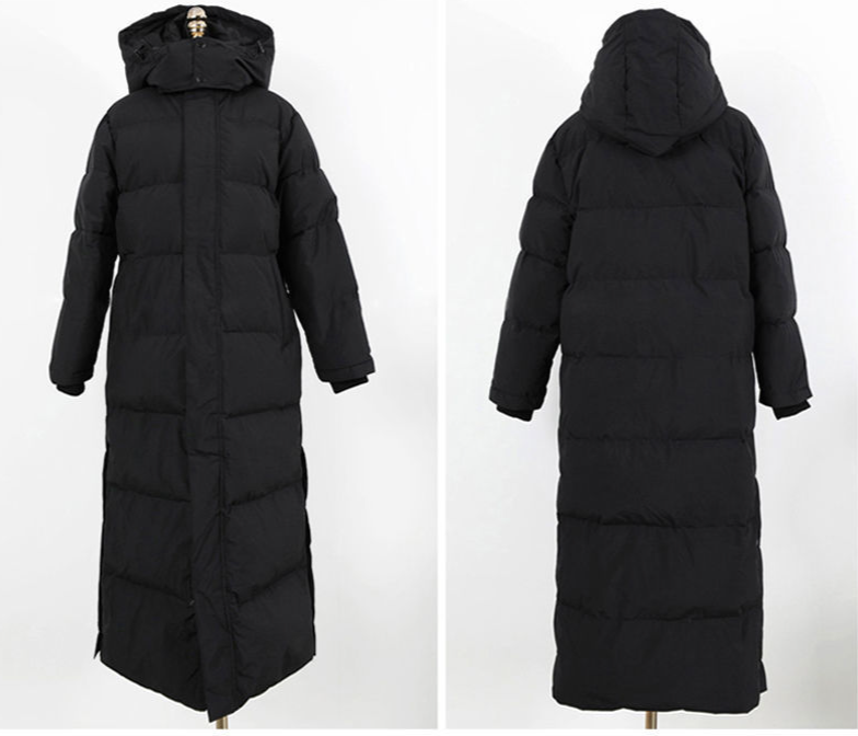 Ropa de mujer Chaqueta de algodón Nueva de invierno Largo medio por encima de la rodilla Negro Fino Moda_voghion.com