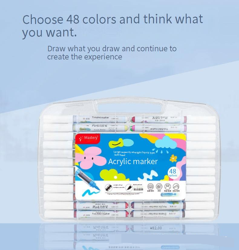 Haridus kontoritarbed Otsene Vedel akrüül marker Art Spetsiaalne pehme pea kõva pea 60 värvi saab virnastada värvi põhikooli õpilaste värv_voghion.com