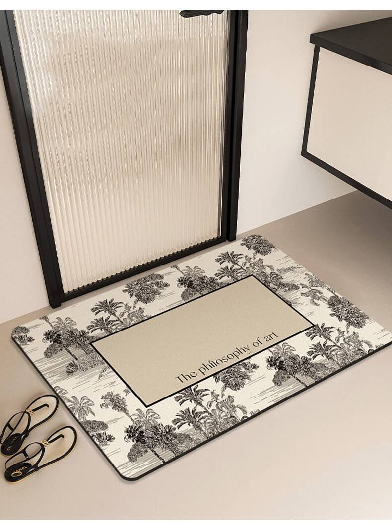 Tappetino da bagno vintage antiscivolo – Tappetino in diatomite ad asciugatura rapida per bagno, doccia, WC – Lavabile e super assorbente – Motivo floreale_voghion.com