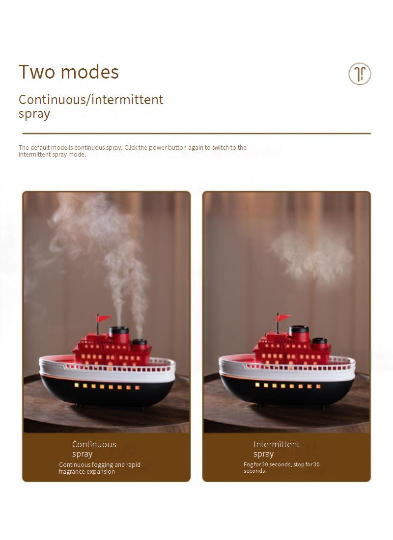 Luxury Cruise Ship USB Aromatherapy Diffuser With Dual Mist, 7-Color LED, Ultrasonic Humidifier For Home & Office_voghion.com