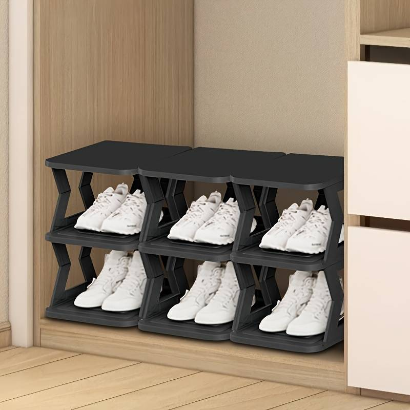 Schuhregal, Eck-Schuhregal mit 9 Ebenen, freistehend (9-stufig, schwarz, 1 Stück)_voghion.com