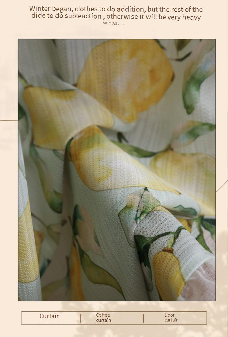 Modern Polyester Door Curtain With Botanical Print - Ready-to-Hang Fabric Panel For Living Room (Multiple Sizes)_voghion.com