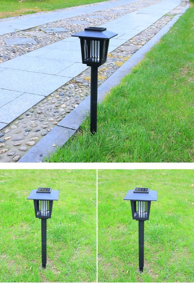 Lámpara solar antimosquitos - Lámpara LED colgante para exteriores con modos de luz UV y blanca, impermeable para jardín y camping (150 x 150 x 570 mm, modelo DC-856)_voghion.com