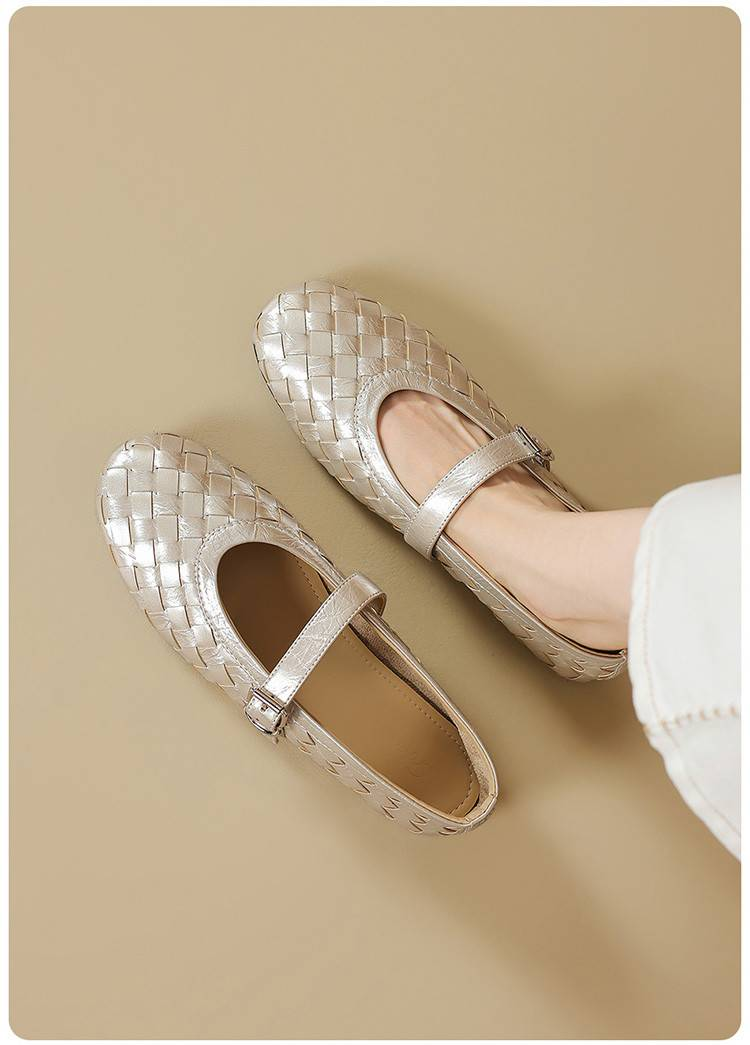 Cameido Mary Jane-Schuhe mit gewebtem Knöchelriemen, Herbst 2025, weiche Sohle und weiches Obermaterial, flache, flache Einzelschuhe, Ballettschuhe_voghion.com