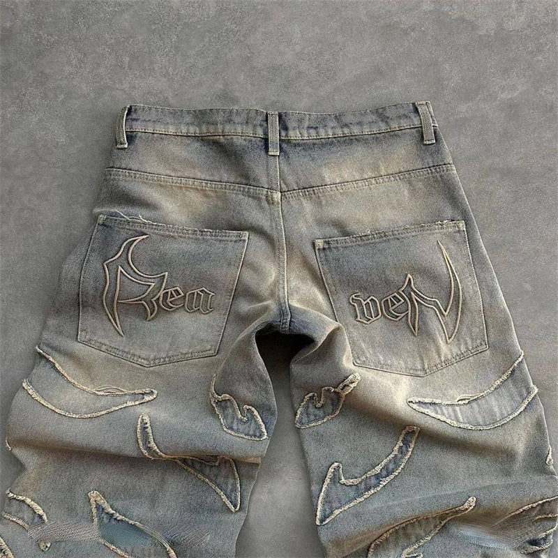 2025 American-Style High Street Hip-Hop Vintage Do Old Jeams Men's Cotton Mid Waist Straight Type Retro Styling Water Washing Denim Long Pants S-3XL_voghion.com