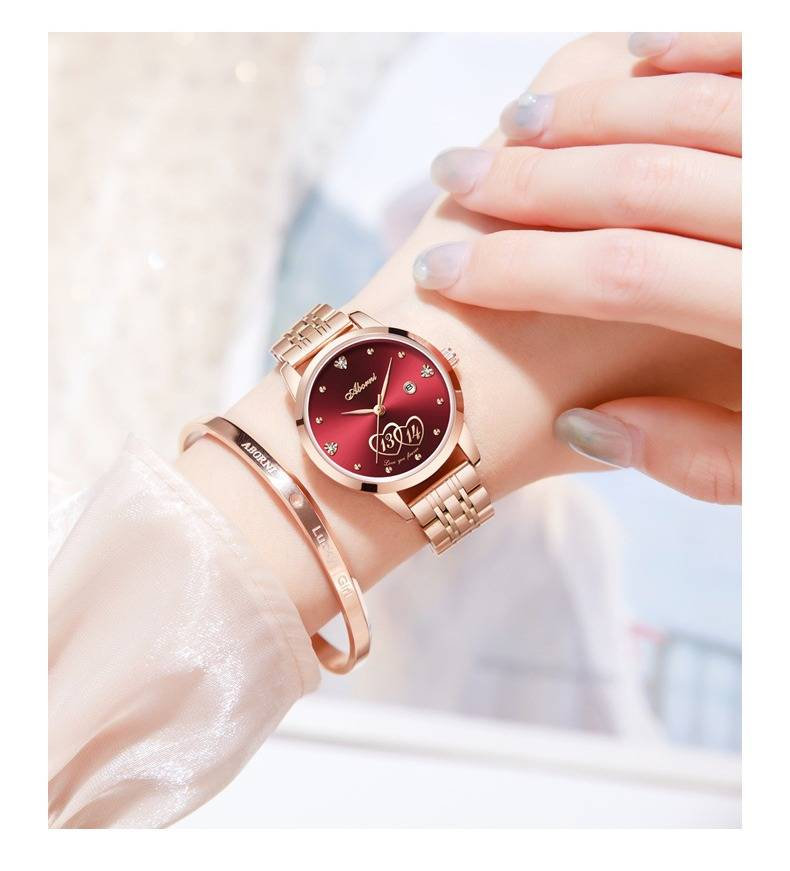 Elegant Women's Quartz Watch With Calendar, Stainless Steel Band, Minimalist Design For Everyday Wear Calendar Steel Belt Ladies Watch_voghion.com