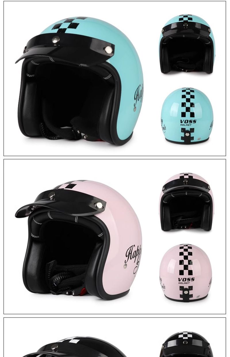 Retro Motorcycle Helmet 3/4 Open Face With Bluetooth & Interchangeable Goggles - ABS Lightweight Safety Helmet For Men & Women_voghion.com