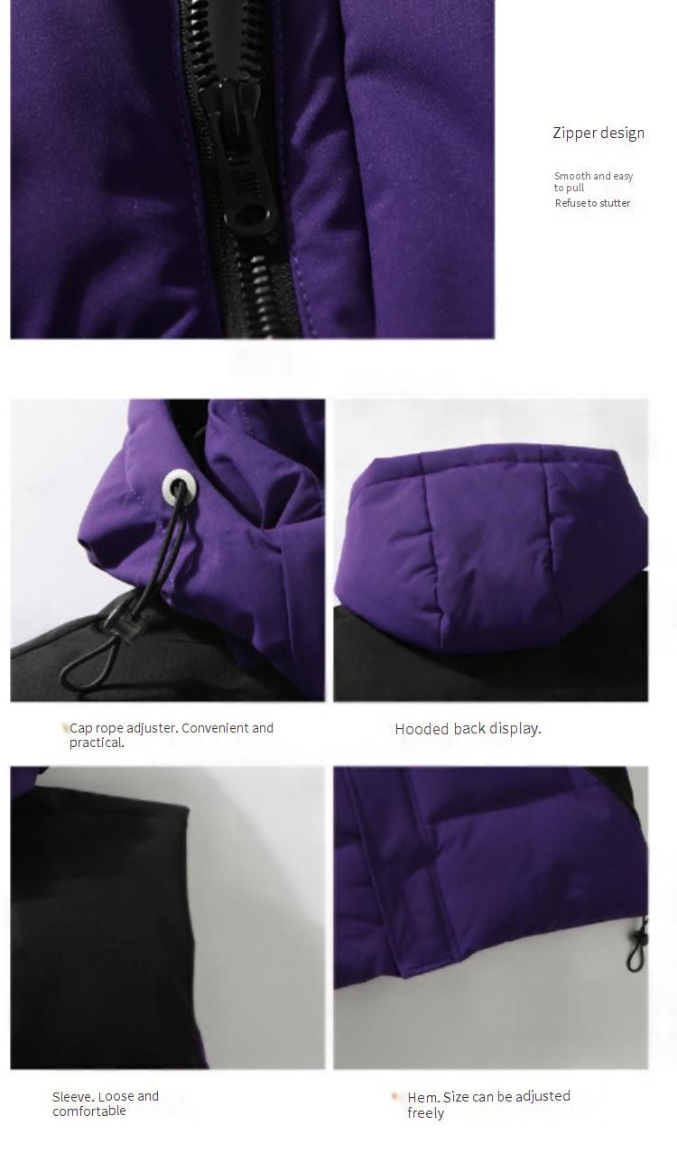 Męska kamizelka puchowa z kapturem – oversize'owa kurtka bez rękawów w stylu streetwear (M-3XL, fioletowo-żółto-czerwono-czarno-beżowa)_voghion.com
