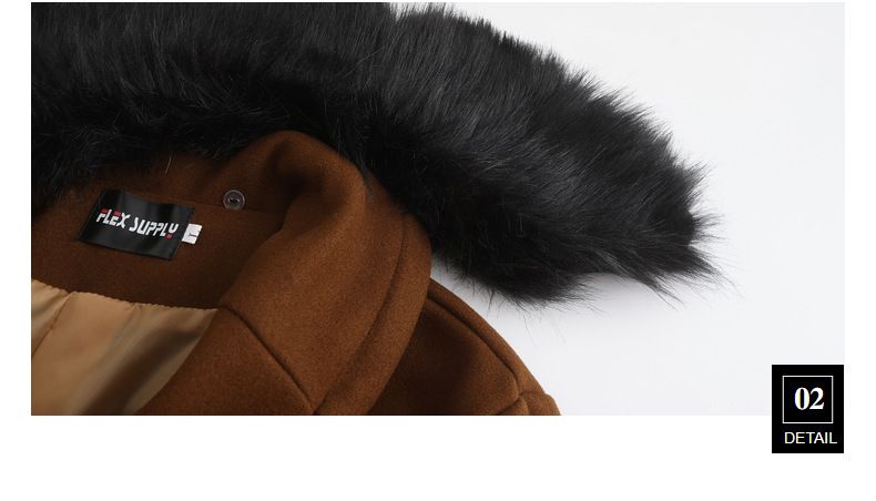 2024 Herbst und Winter Lässiger, hochwertiger Wollmantel mit Pelzkragen, einfarbig, schmale Passform, zweireihige Jacke_voghion.com