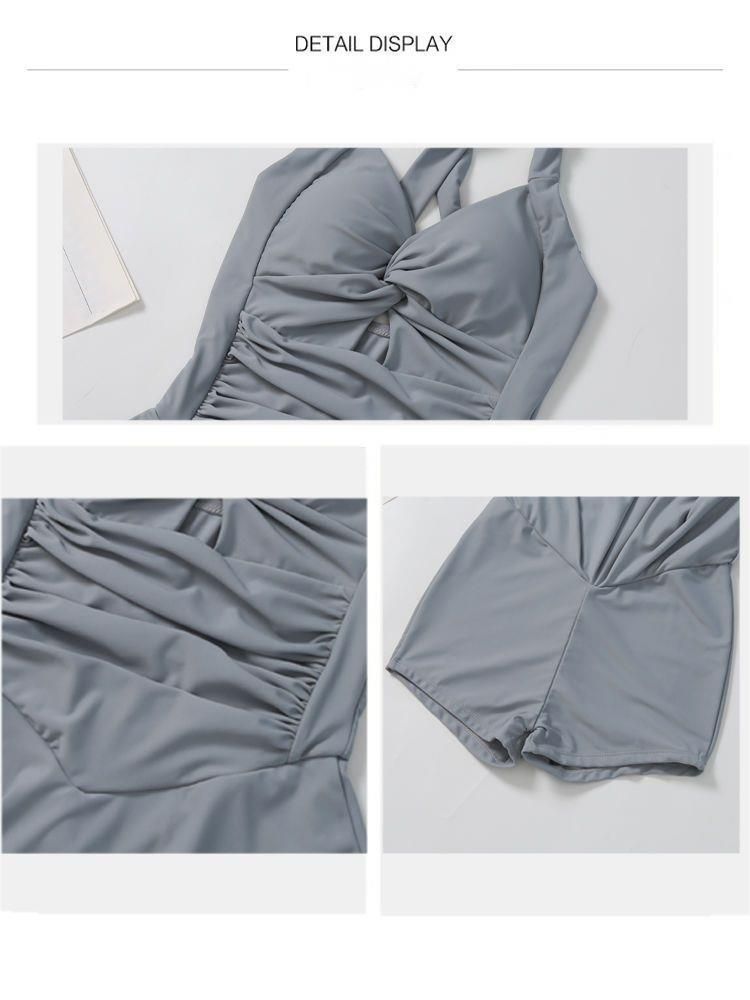Nuovo costume da bagno intero da donna, stile classico con gonna snellente, costume da bagno push-up per le vacanze estive e le sorgenti termali_voghion.com