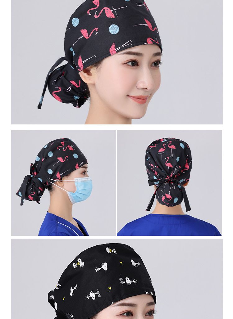 Kirurgisk mössa Nytt mode tryckt knapp Långt hår Slips Sjuksköterskemössa Sjukhus Arbetsmössa Dammskydd_voghion.com