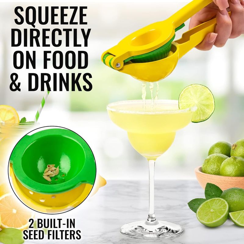 【Commercial-Grade】2-in-1 Manual Citrus Juicer | Aluminum Alloy + Food-Safe Coating | Seed Filter & Pulp Strainer | Dishwasher Safe_voghion.com