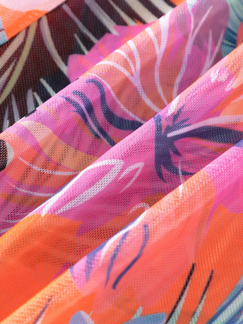 costume da bagno in tre pezzi diviso da donna a maniche lunghe bikini celebrità di Internet a vita alta tinta unita_voghion.com