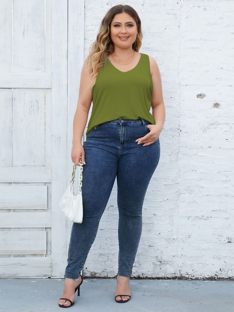 Gilet de sport grande taille pour femmes, col en v, à l'extérieur, pour porter un haut court cintré, grande taille_voghion.com