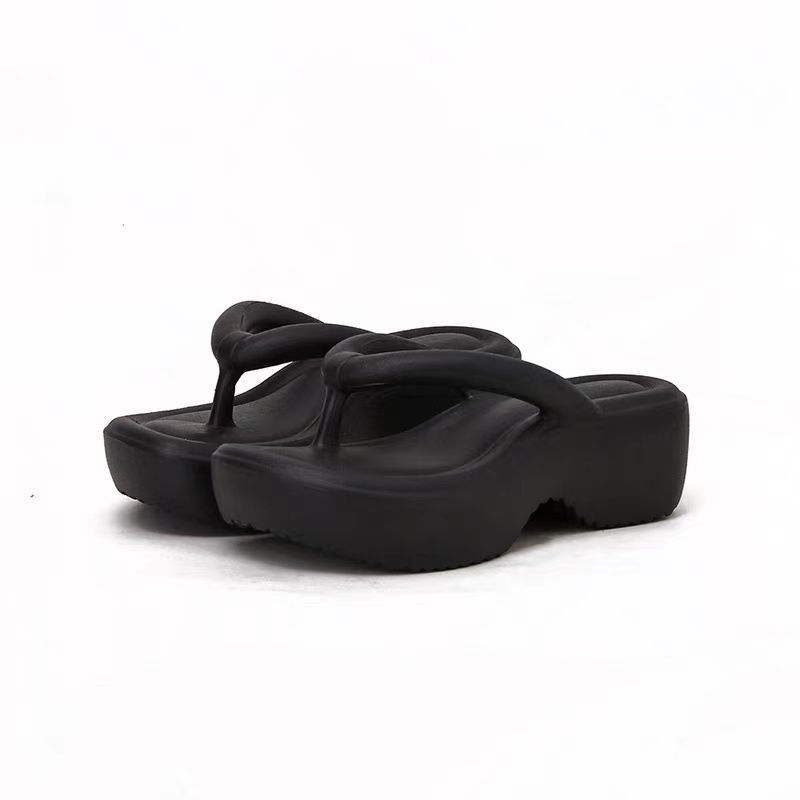 2025 Spring/Summer New Fashion Slope Heel Herringbone Wearing Beach Slippers Outside Female_voghion.com