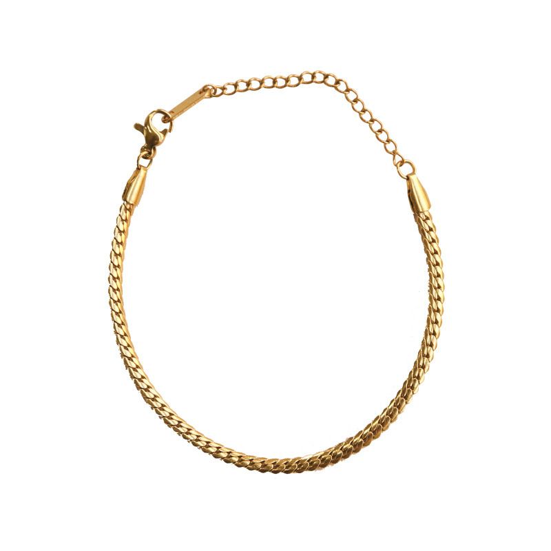 Cuban Titanium Steel Necklace Women's Bracelet Set Personalized and Trendy Hip Hop Bounce Whip Collar Chain Headpiece_voghion.com