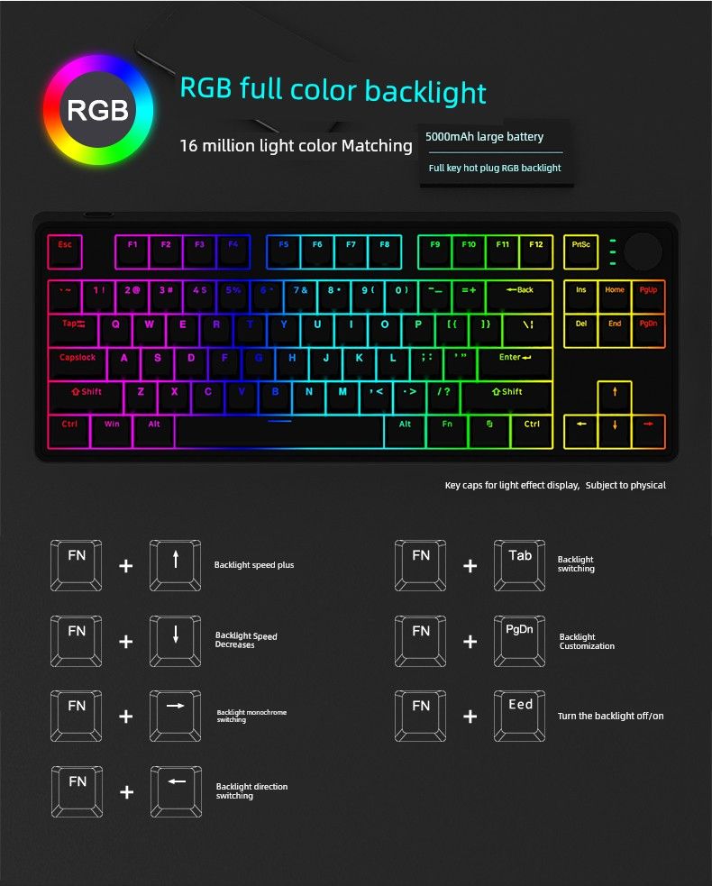 Osai Dk86 Wired Bluetooth 2.4G Three-Mode Game RGB Hot Plug Under Lamp Position Customized Nical Keyboard_voghion.com