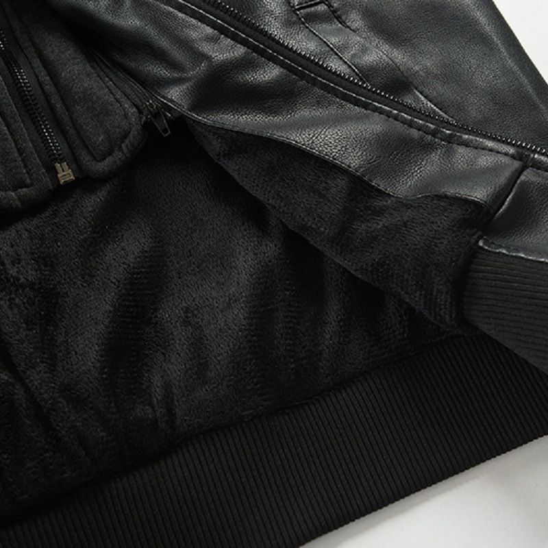 Roupas masculinas Retro Motocicleta PU Jaqueta de couro Jaqueta com capuz_voghion.com