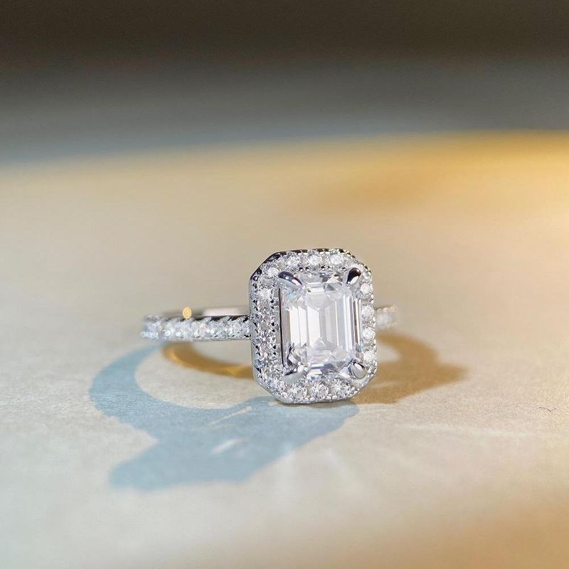 Tancise S925 Sterling 6*8 Square Sugar Ring Emerald Square Bag 2 Carats Wind Pagoda Cut Diamond High Sense Ring_voghion.com