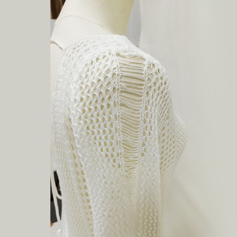 Vêtements pour femmes, haut de protection solaire en tricot creux, cache-maillot de plage en tricot de dentelle, cache-maillot de bain en crochet transparent, coupe ample et sexy, haut de maillot de bain de protection solaire_voghion.com