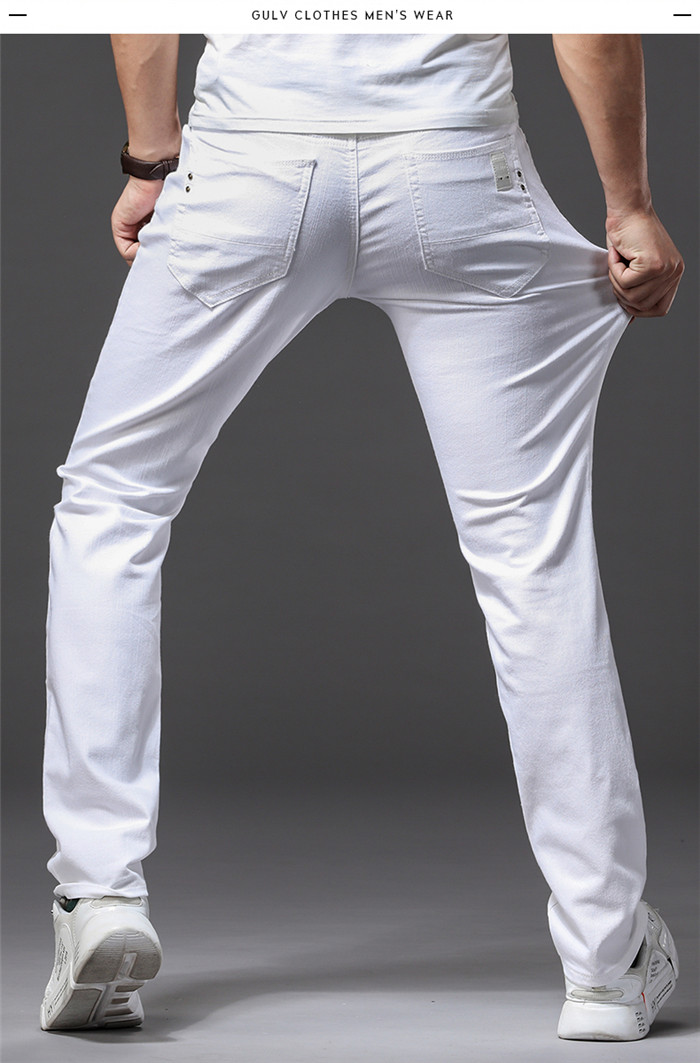 Herre Hvite Jeans Mote Avslappet Klassisk Stil Slim Fit Myke Bukser Herremerke Avanserte Stretchbukser_voghion.com