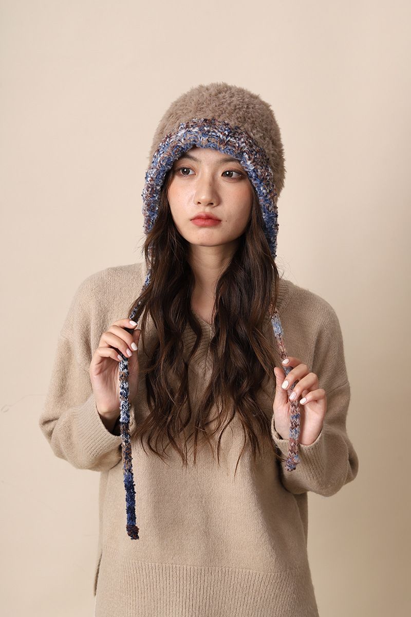 Handcrafted Large Head Circumference Plush Knitted For Children's New Autumn Winter Thickened Warm And Face Enhancing_voghion.com