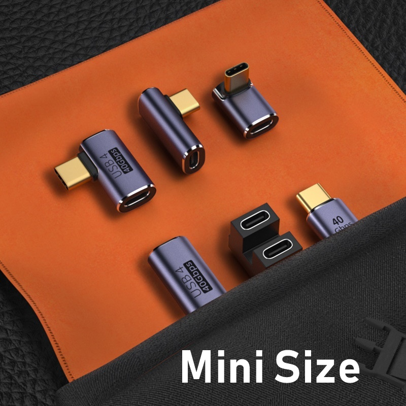 USB4.0 40 Gbit/s Adapter USB C Stecker auf Buchse 90 Grad 100 W Schnellladedatenkonverter für Laptop Tablet Telefon_voghion.com