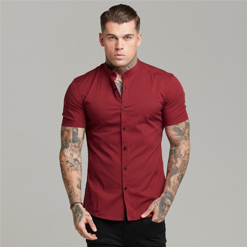 Camicia a maniche corte per sport fitness T-shirt da allenamento per corsa da uomo Camicia con fondo elasticizzato slim fit ad asciugatura rapida_voghion.com