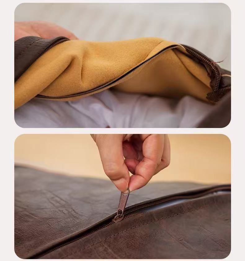 Leat Ottoman-Abdeckung für unbenutzte alte Kleidung, Aufbewahrungstasche, niedriger Hocker, Wohnzimmer-Pouf, Erkerfenster, faules Sofa für drei Personen_voghion.com