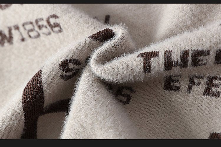 Maglione casual da uomo in jacquard con lettere alla moda, autunno inverno_voghion.com